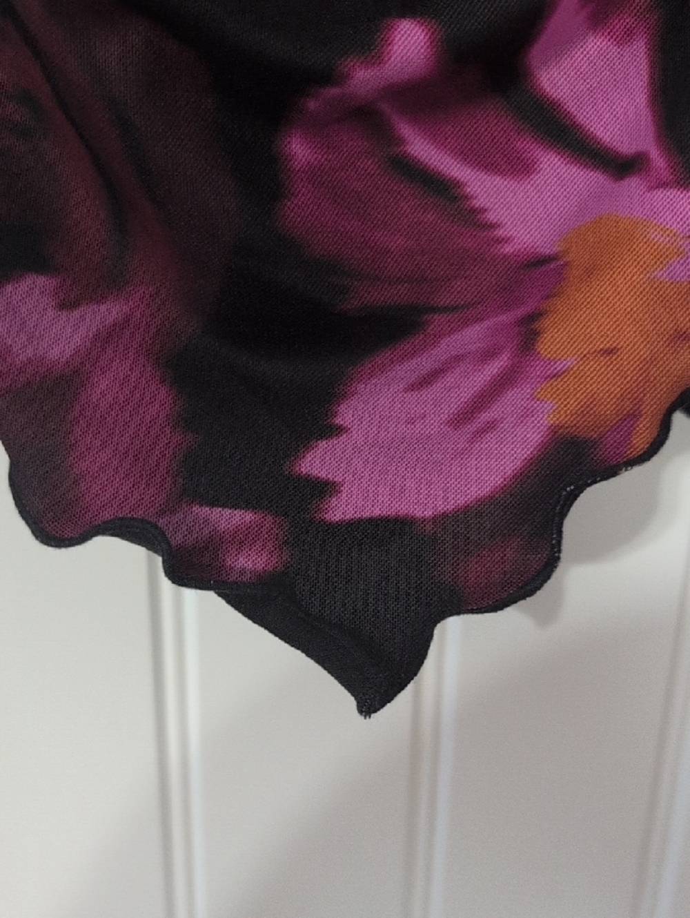 Unk Black Floral Mesh Long-Sleeve Top with Purple and Brown Accents - Picture 3 of 6